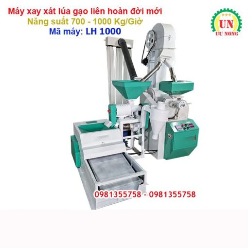 Máy xát lúa gạo liên hoàn LH 1000 cho tỉ lệ bóc vỏ trấu có thể đạt đến 95 -99%.